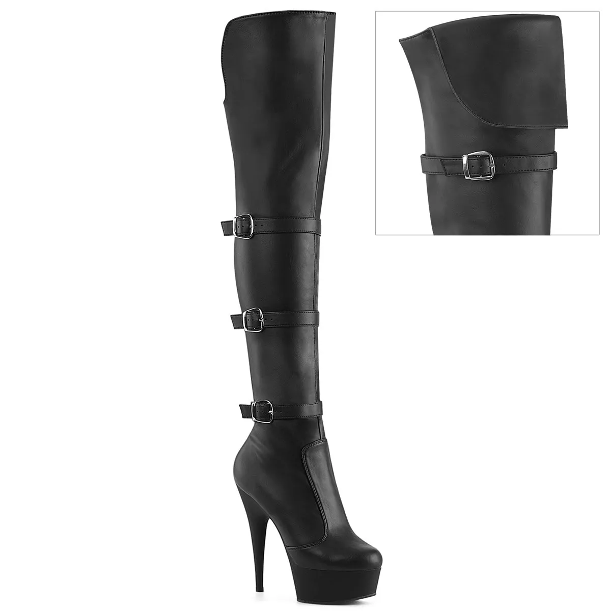 6 Inch Heel DELIGHT-3018 Black Stretch Pu