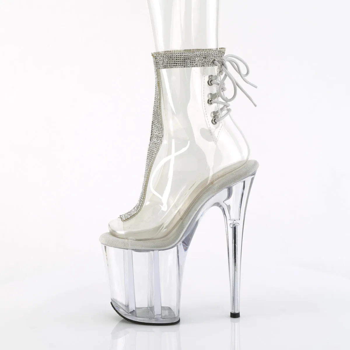 8 Inch Heel FLAMINGO-1018C-2RS Clear Rhinestone