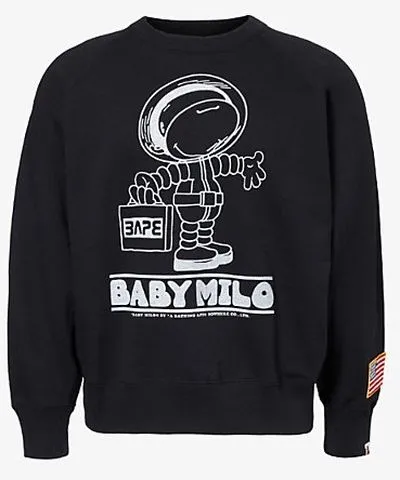 A Bathing Ape Mens Black Moon Astro crew-neck relaxed-fit cotton-jersey sweatshirt