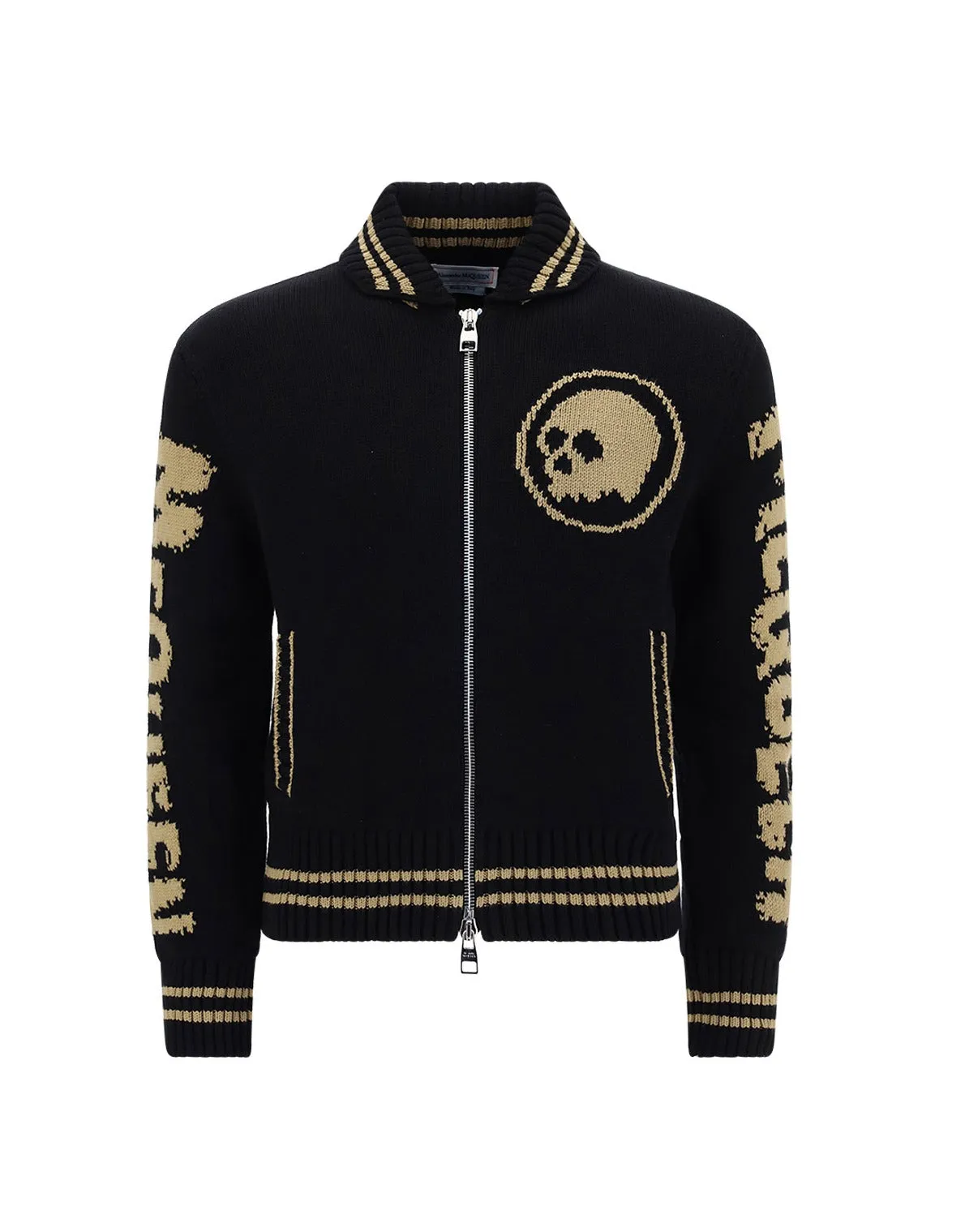 Alexander McQueen Logo Skull Intarsia Knit Jacket