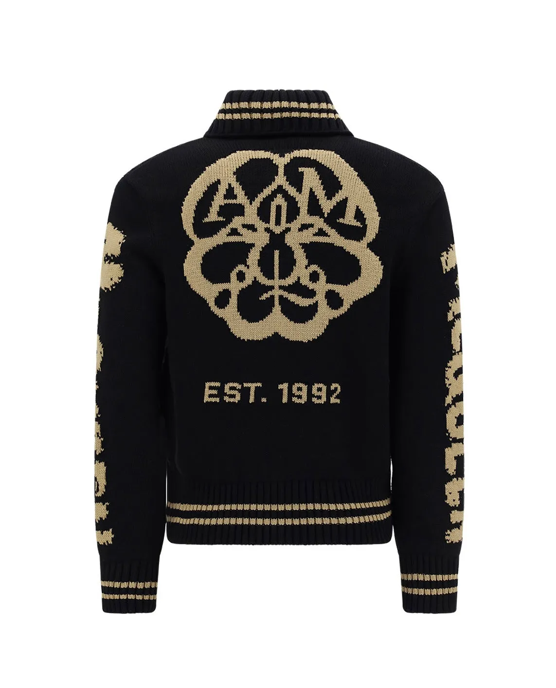 Alexander McQueen Logo Skull Intarsia Knit Jacket