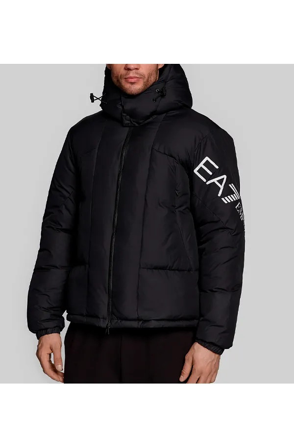 Armani EA7 Winter Hooded Puffer Jacket Black