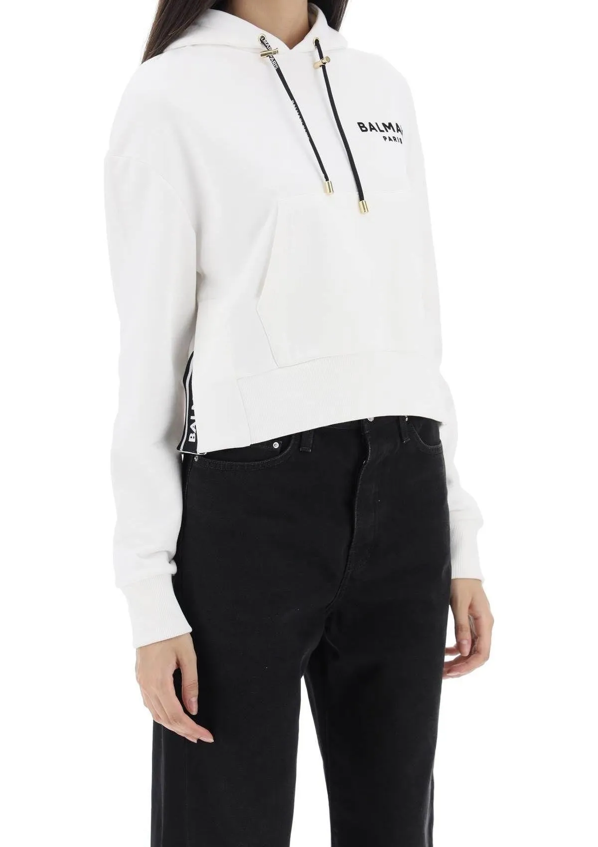 BALMAIN  |Plain Cotton Logo Hoodies & Sweatshirts