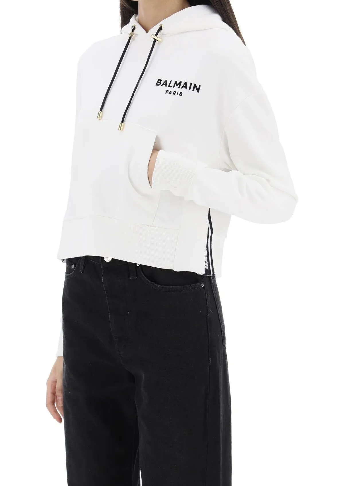 BALMAIN  |Plain Cotton Logo Hoodies & Sweatshirts