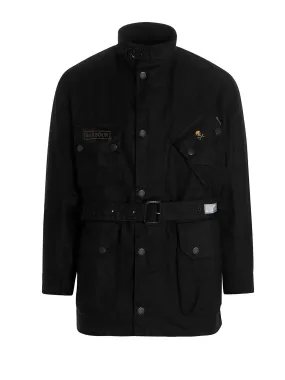 Barbour Logo Embroidered Belted High-Neck Jacket