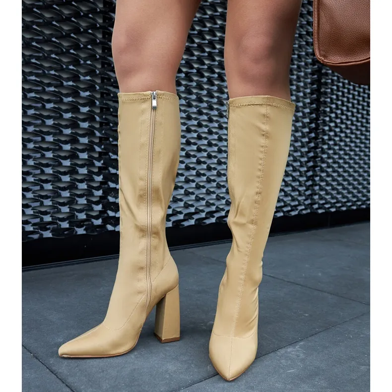 Beige high heel boots by Kemp