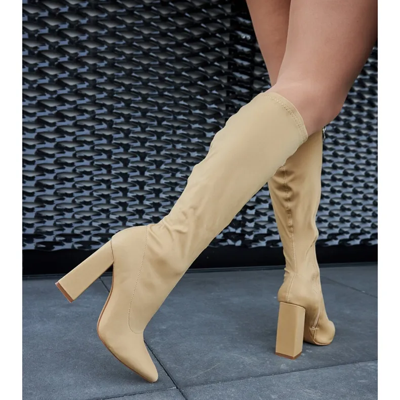 Beige high heel boots by Kemp