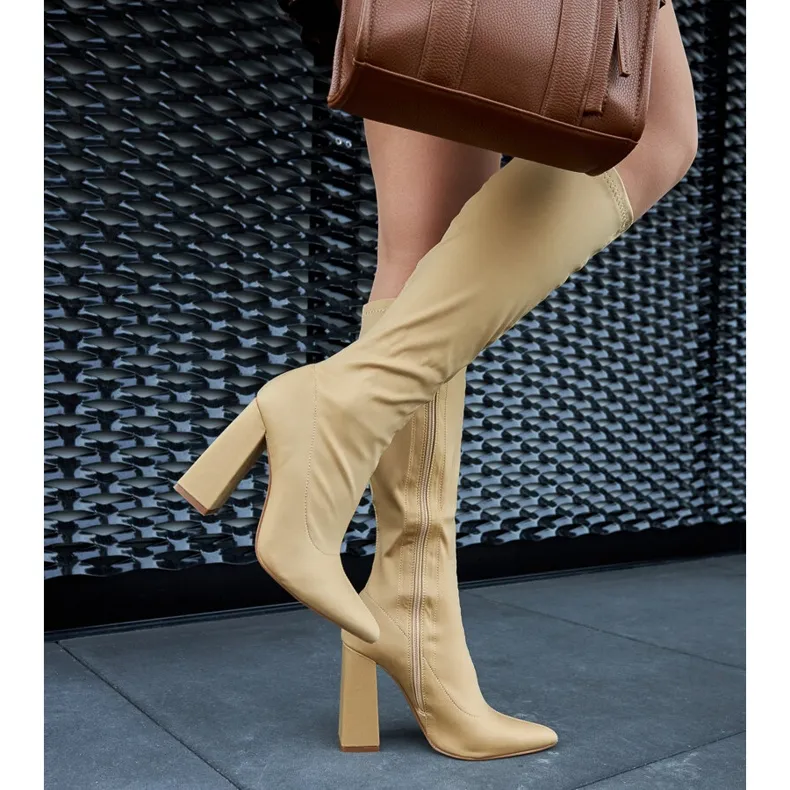 Beige high heel boots by Kemp