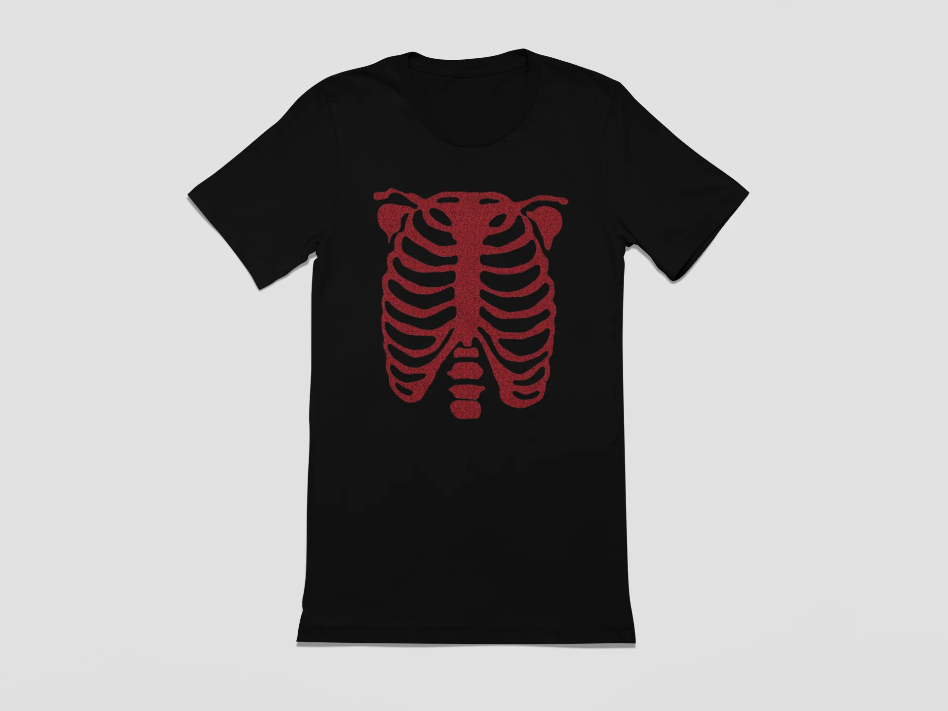 Black Glitter skeleton ribcage print unisex  t shirt