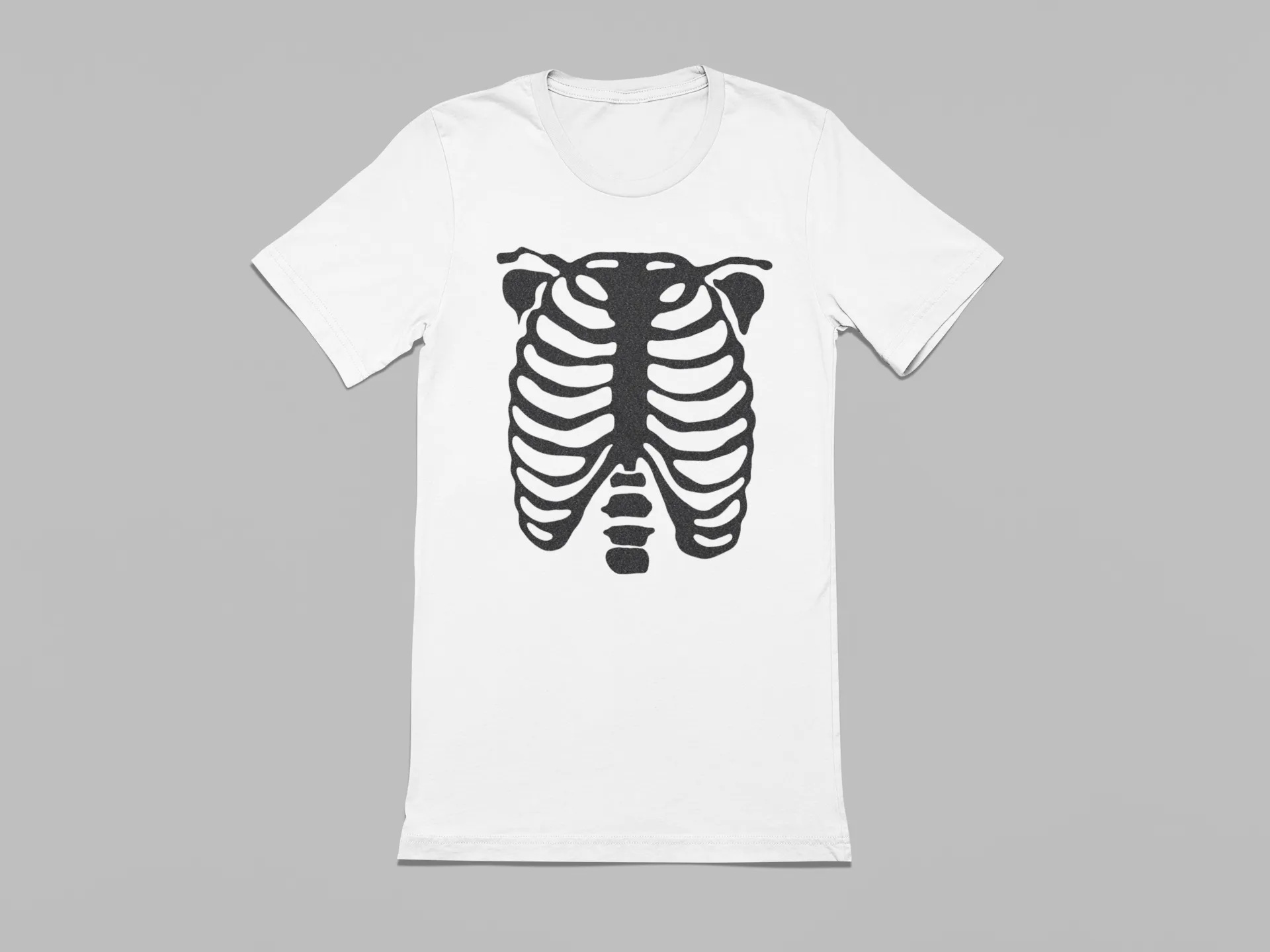 Black Glitter skeleton ribcage print unisex  t shirt