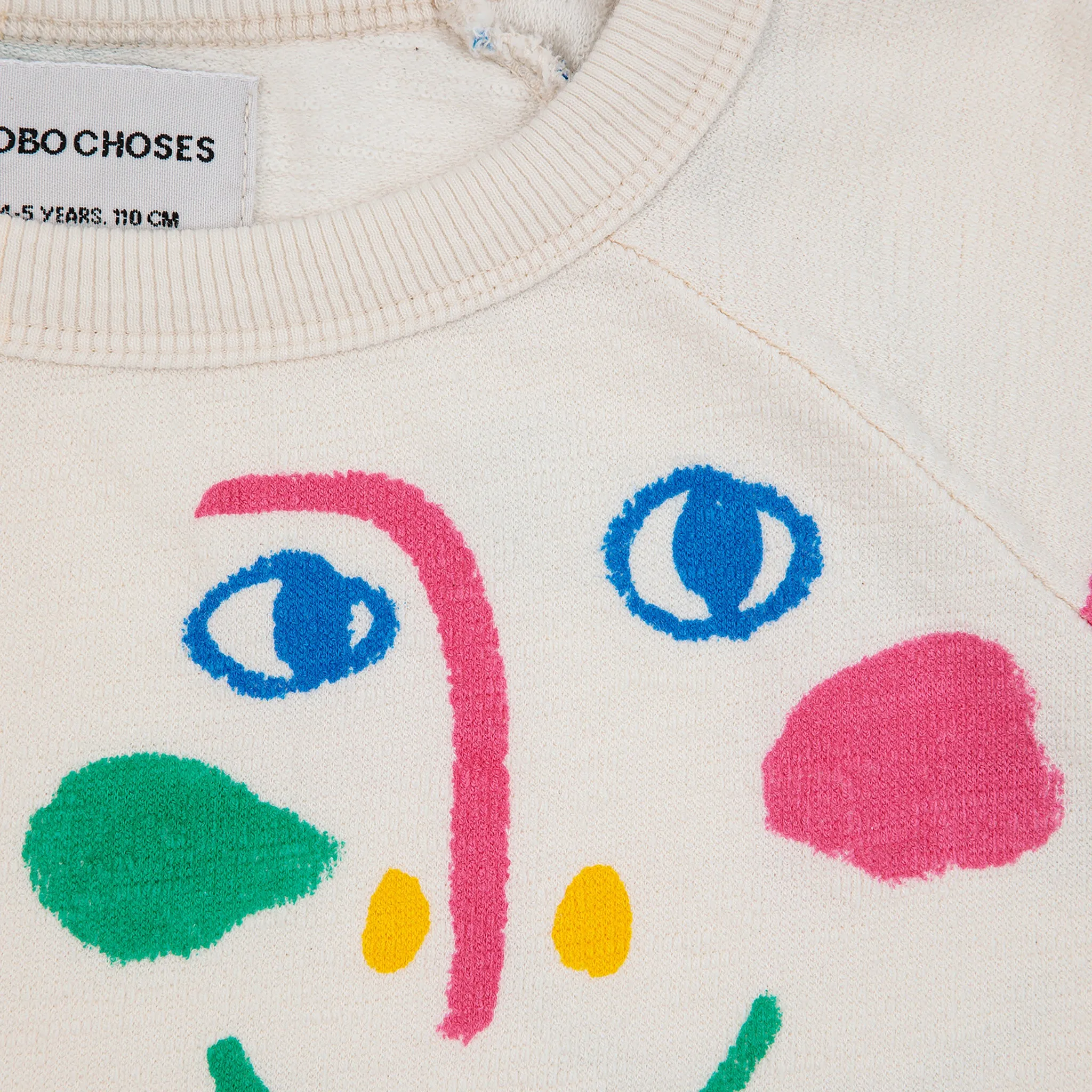 Bobo Choses Child Smiling Masks All Over Cropped Sweatshirt White