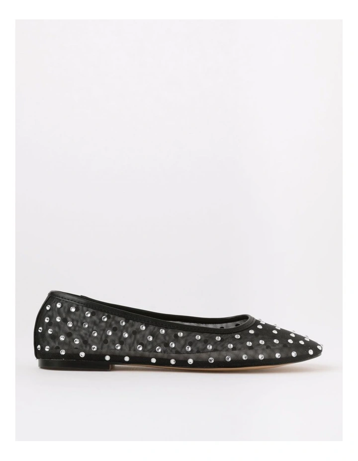 Bolt Ballet Flat in Black Mesh