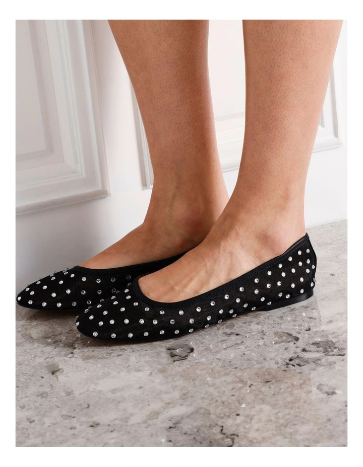 Bolt Ballet Flat in Black Mesh