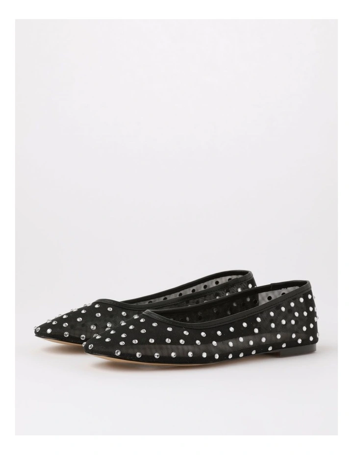 Bolt Ballet Flat in Black Mesh