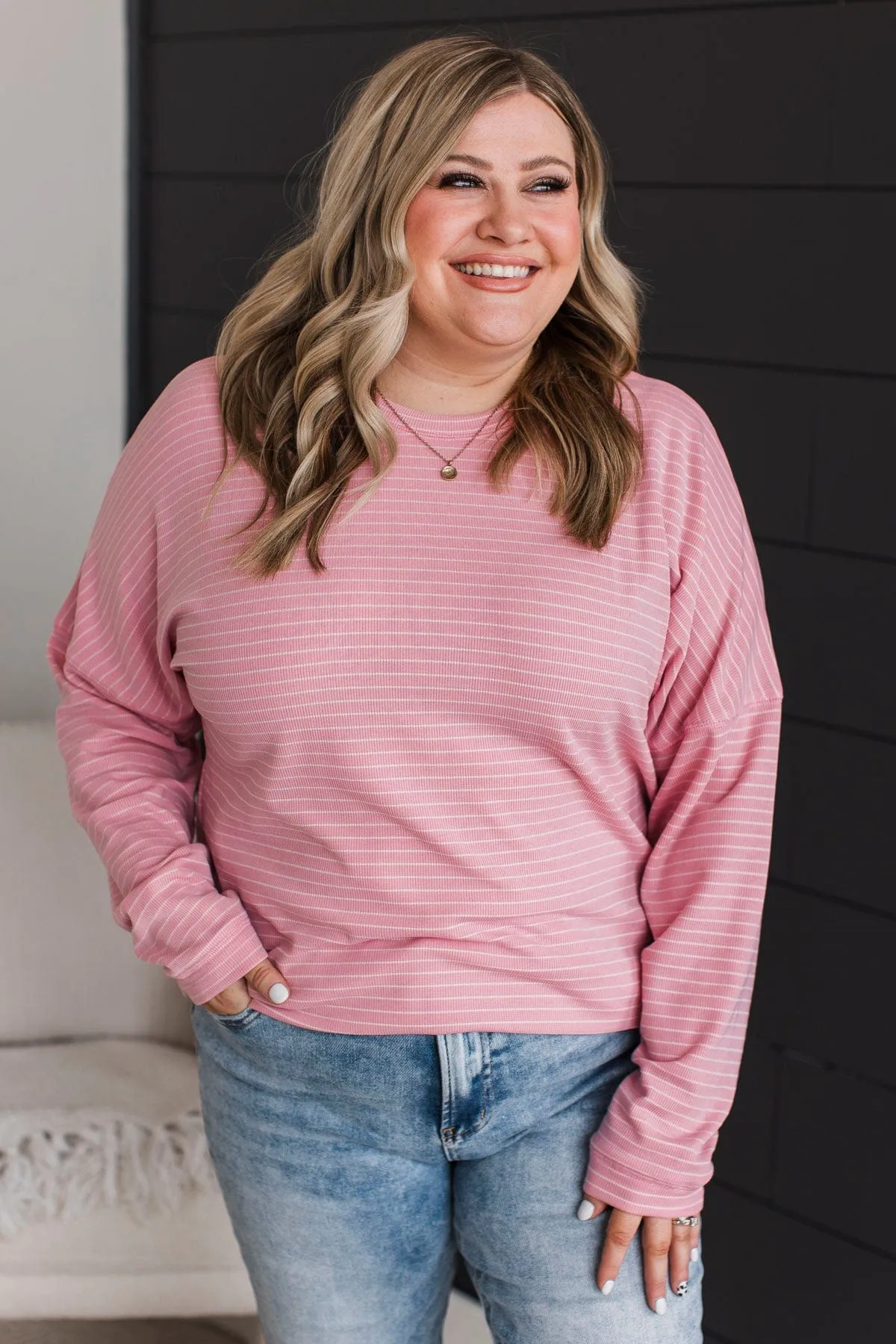 Brighten My Day Striped Pullover Top- Pink