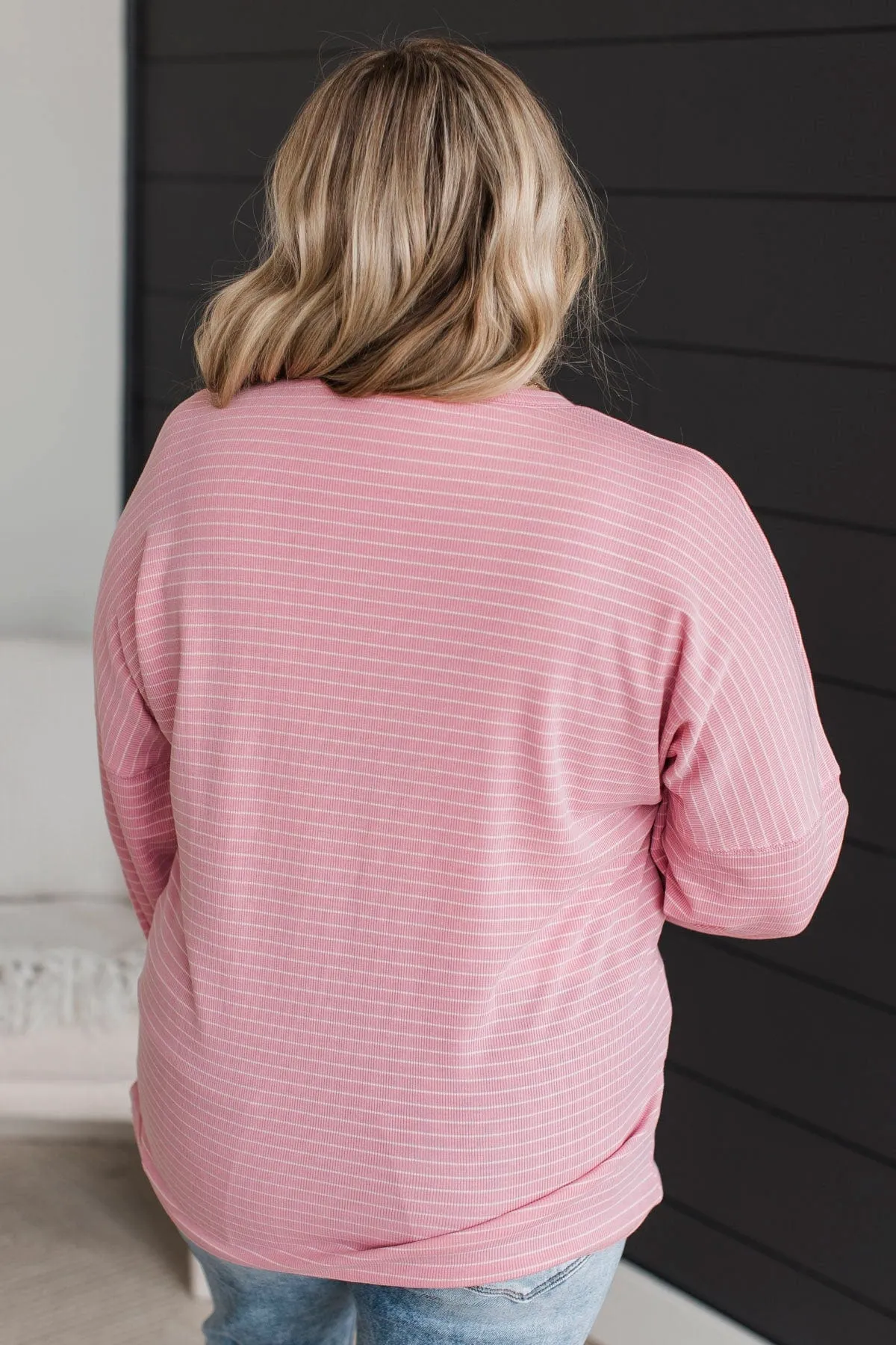 Brighten My Day Striped Pullover Top- Pink