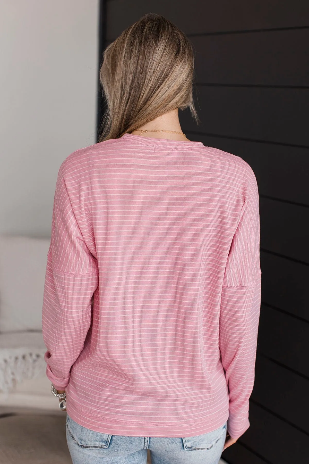 Brighten My Day Striped Pullover Top- Pink