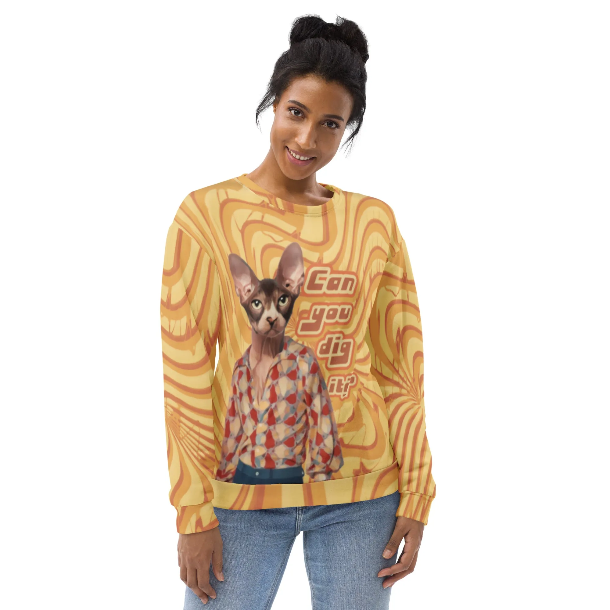 Can You Dig It? - 70s Cat Unisex All Over Print Sweatshirt