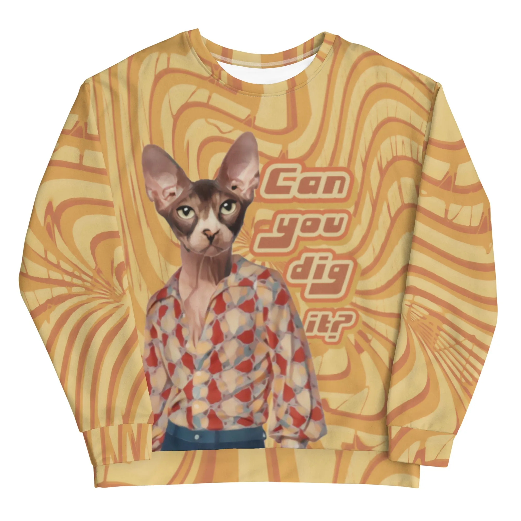 Can You Dig It? - 70s Cat Unisex All Over Print Sweatshirt