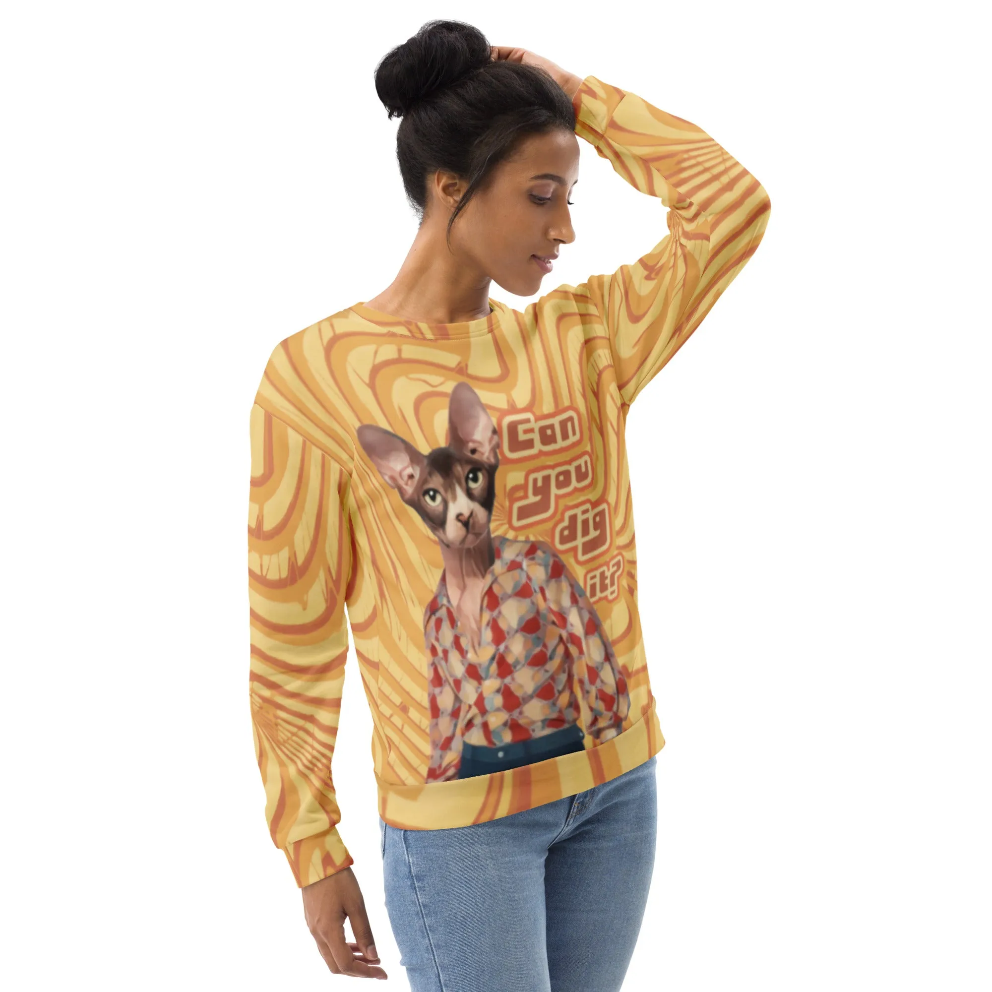 Can You Dig It? - 70s Cat Unisex All Over Print Sweatshirt