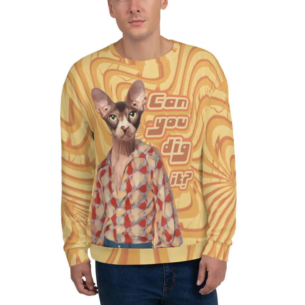 Can You Dig It? - 70s Cat Unisex All Over Print Sweatshirt