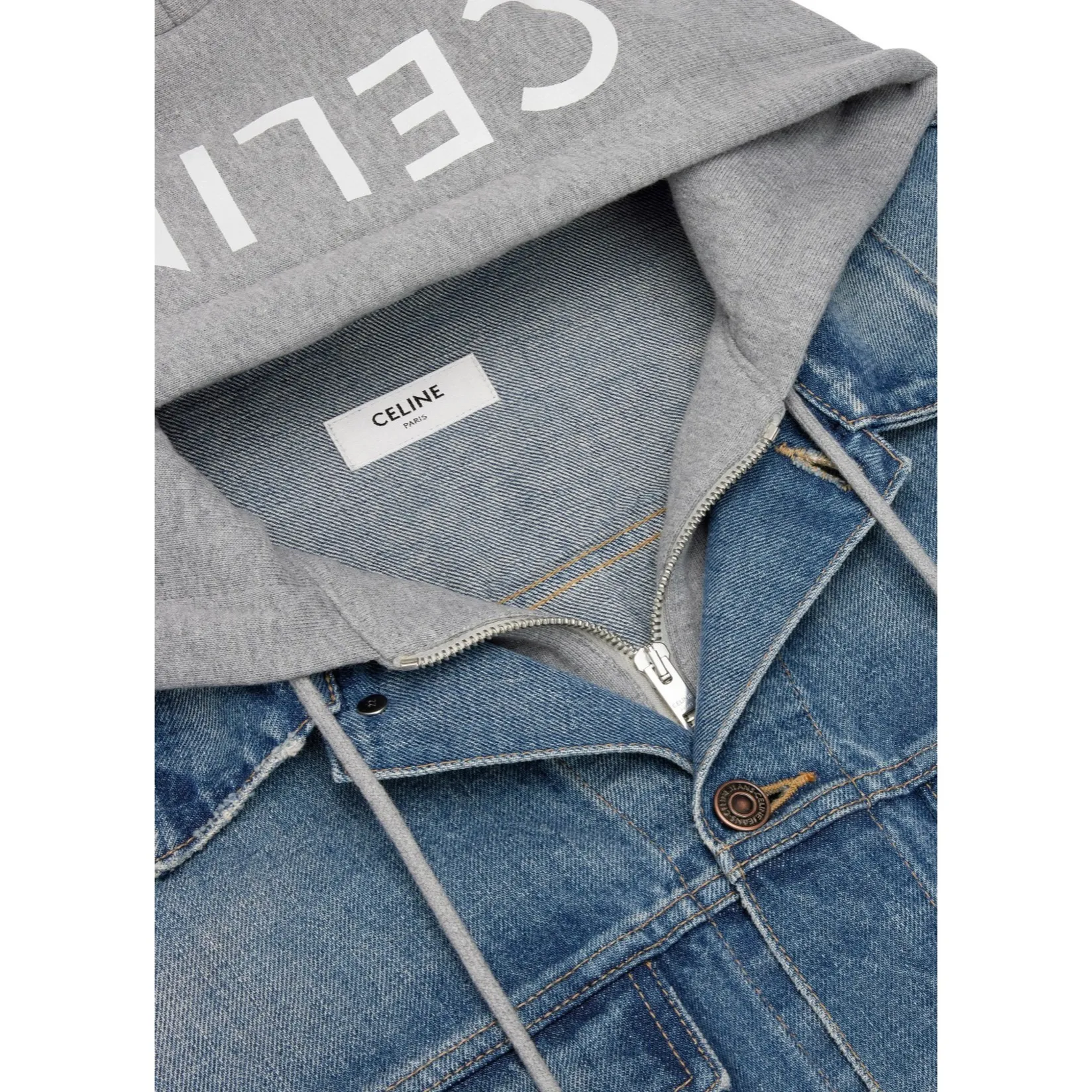 CELINE  |Unisex Denim Long Sleeves Cotton Logo Hoodies & Sweatshirts