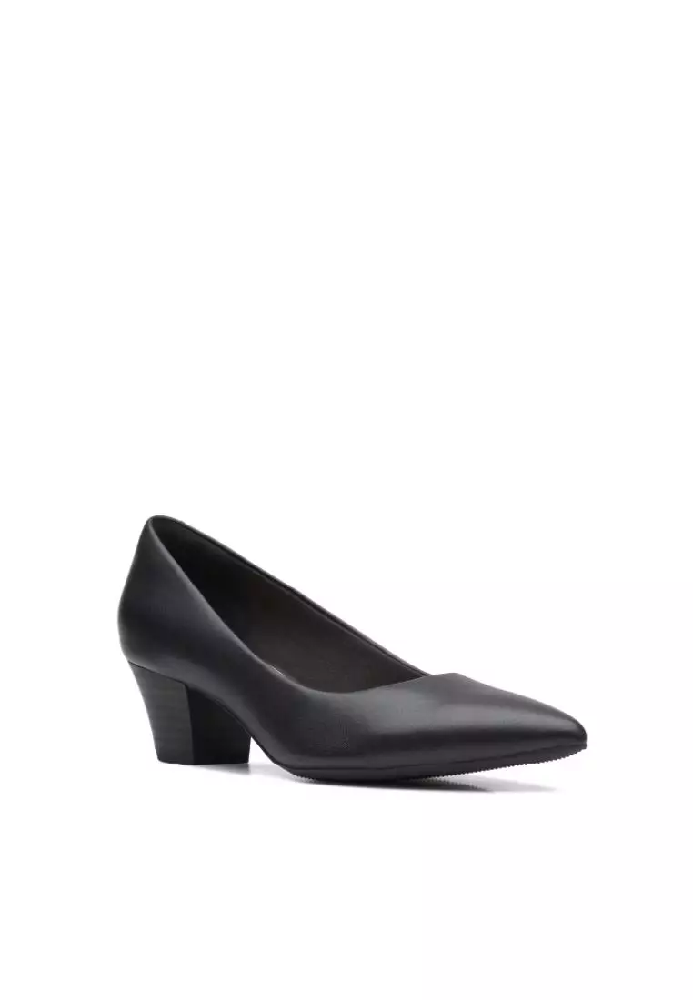 Clarks CLARKS Teresa Step Black Leather Womens Dress Shoes