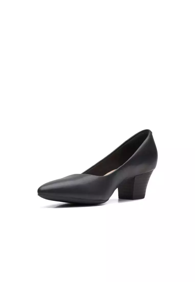 Clarks CLARKS Teresa Step Black Leather Womens Dress Shoes