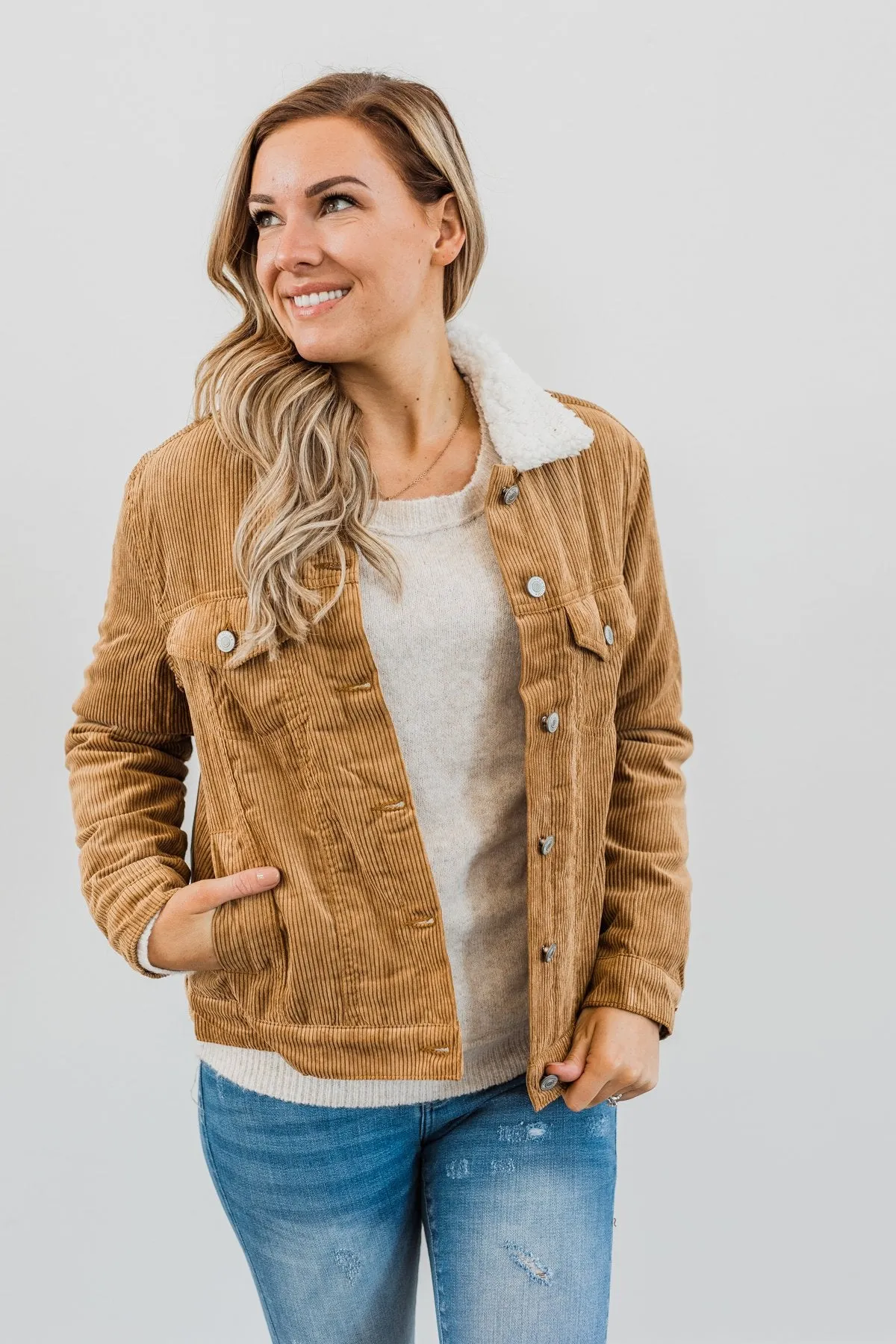 Close To My Heart Corduroy Jacket- Camel