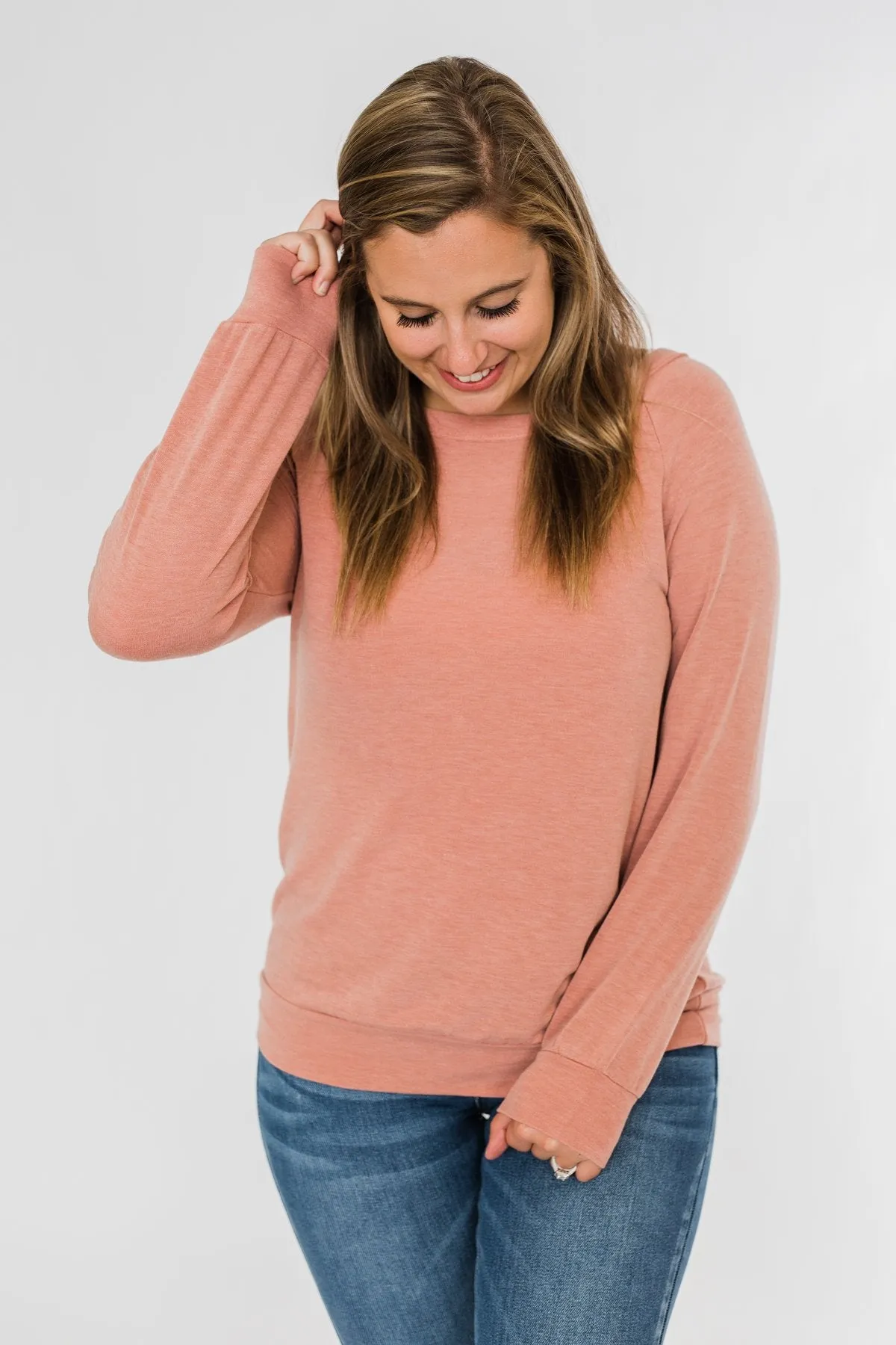 Come Along With Me Pullover Top- Peach