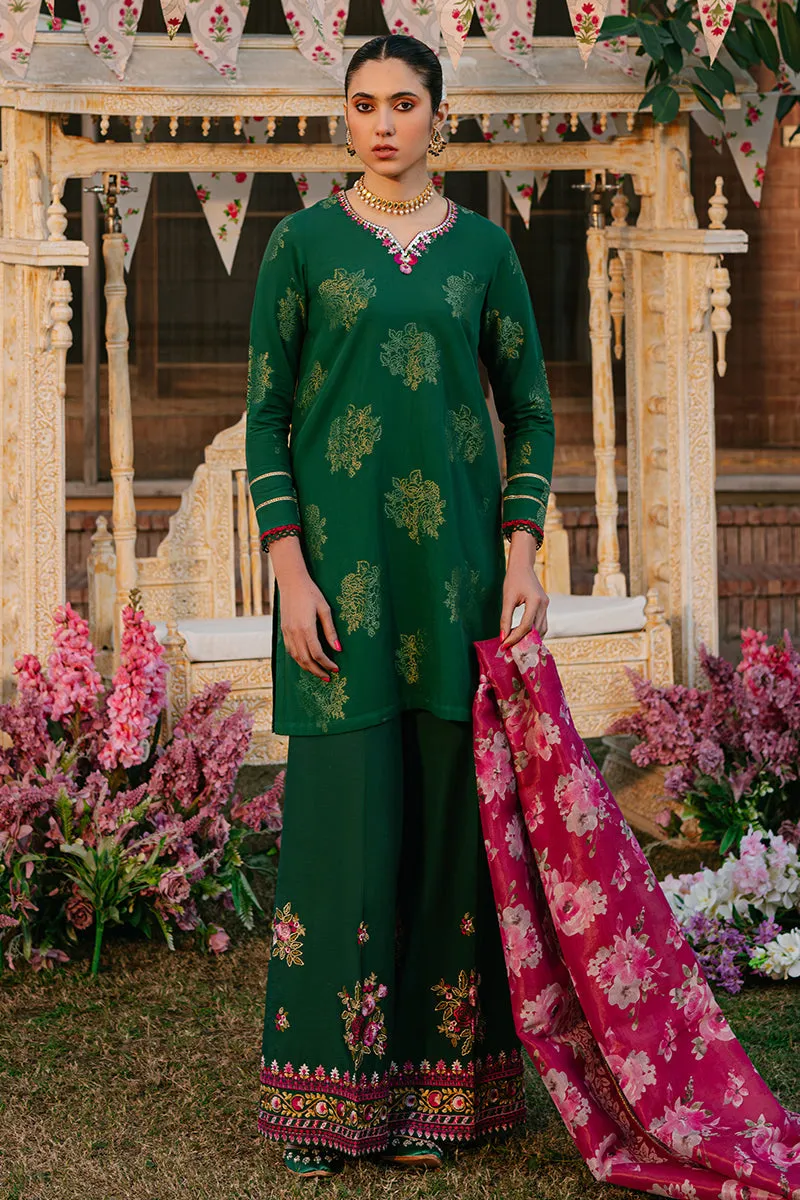 Cross Stitch Eid Lawn Unstitched Embroidered 3Pc Suit D-09 Opulent Green