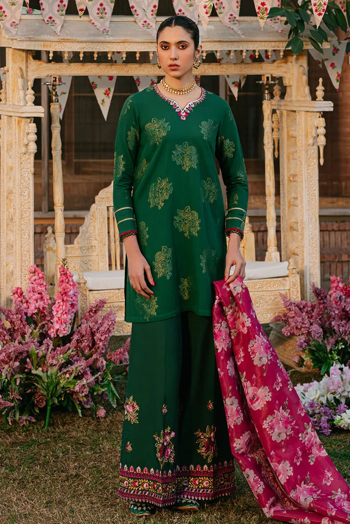 Cross Stitch Eid Lawn Unstitched Embroidered 3Pc Suit D-09 Opulent Green