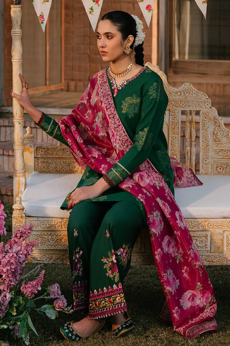 Cross Stitch Eid Lawn Unstitched Embroidered 3Pc Suit D-09 Opulent Green