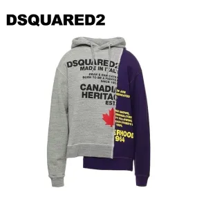 D SQUARED2  |Long Sleeves Cotton Logo Luxury Hoodies