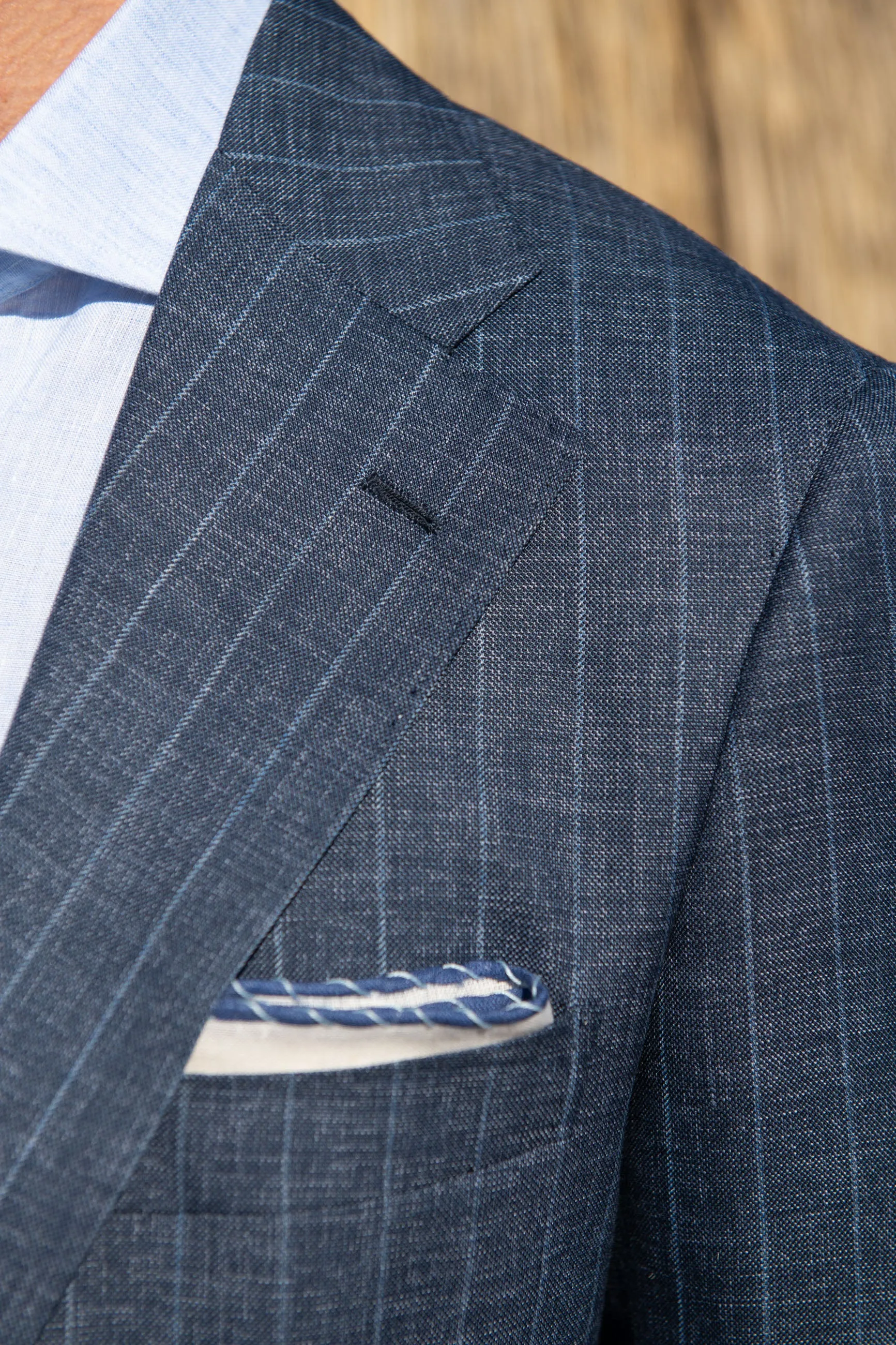 Denim striped wool suit - Made in Italy