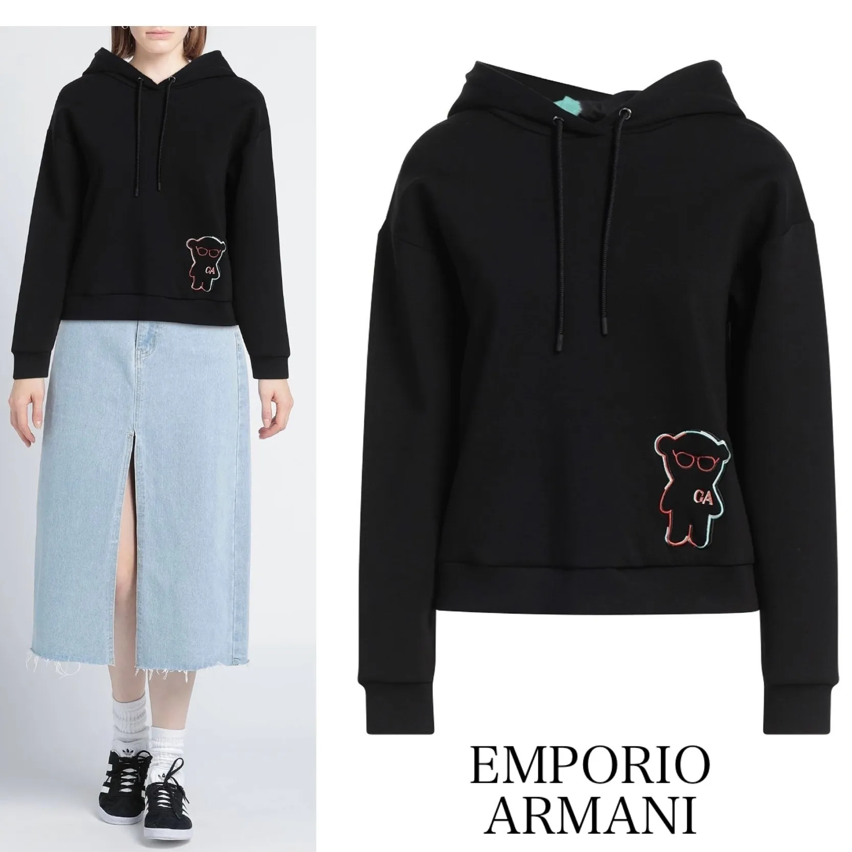 EMPORIO ARMANI  |Long Sleeves Plain Cotton Hoodies & Sweatshirts