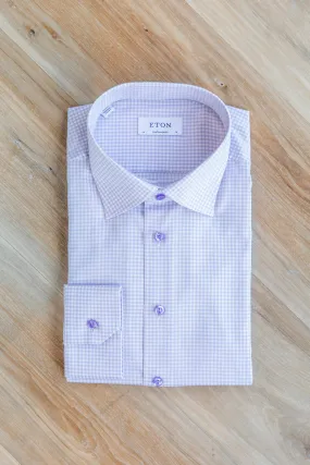 ETON Purple Geometric Print Signature Twill Shirt