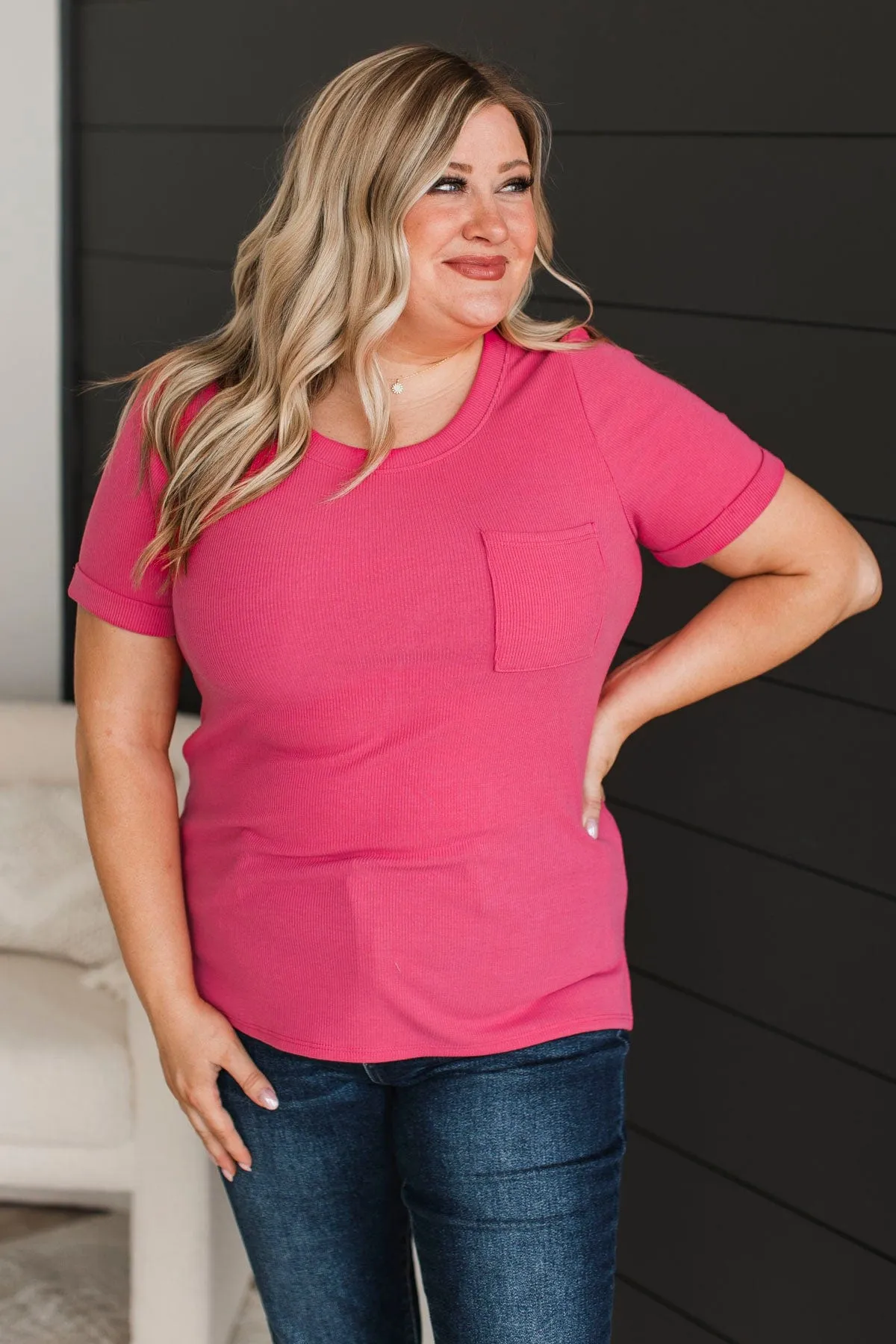 Exceptional Look Pocket Top- Hot Pink