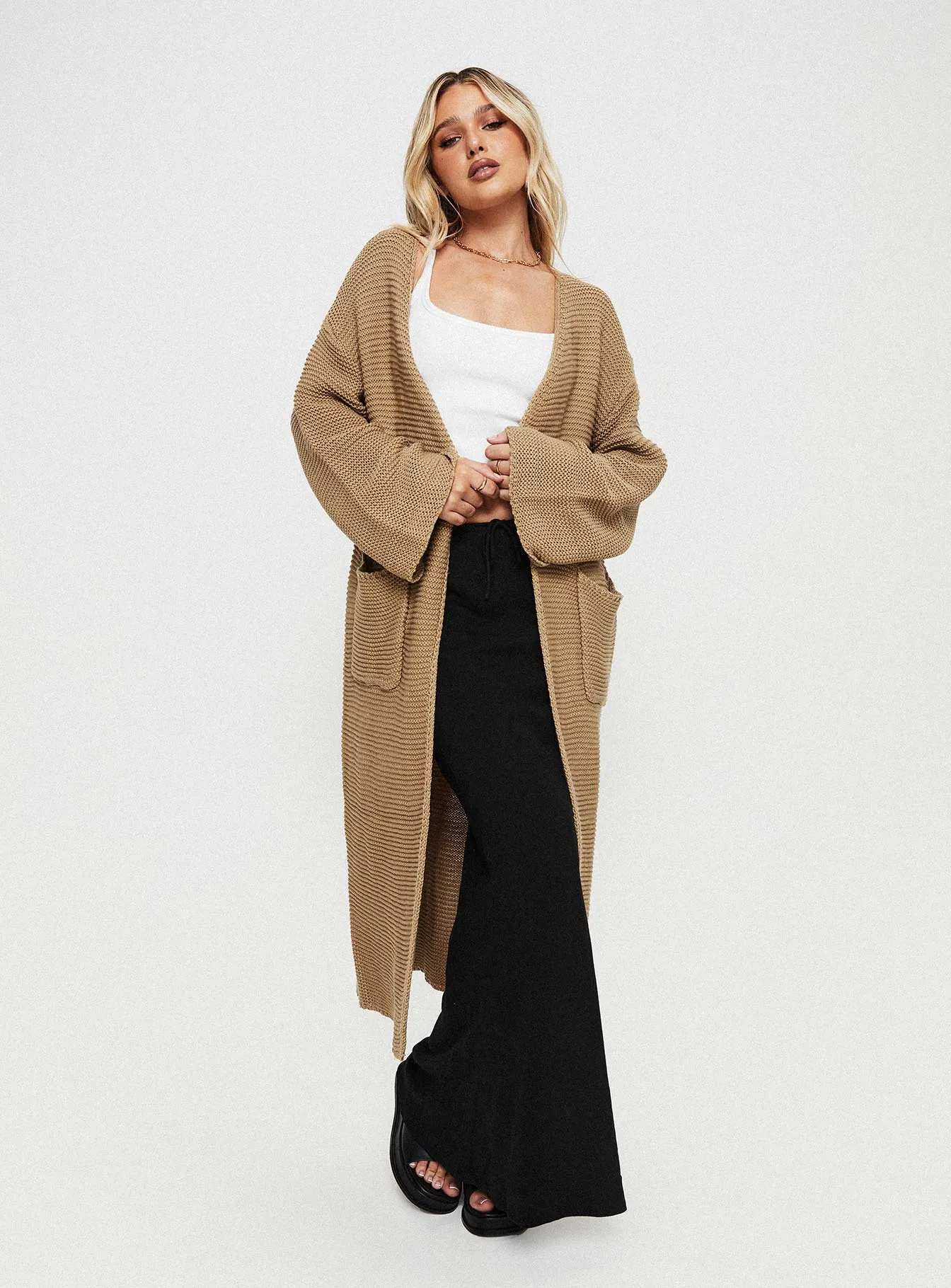 Finneas Longline Cardigan Beige