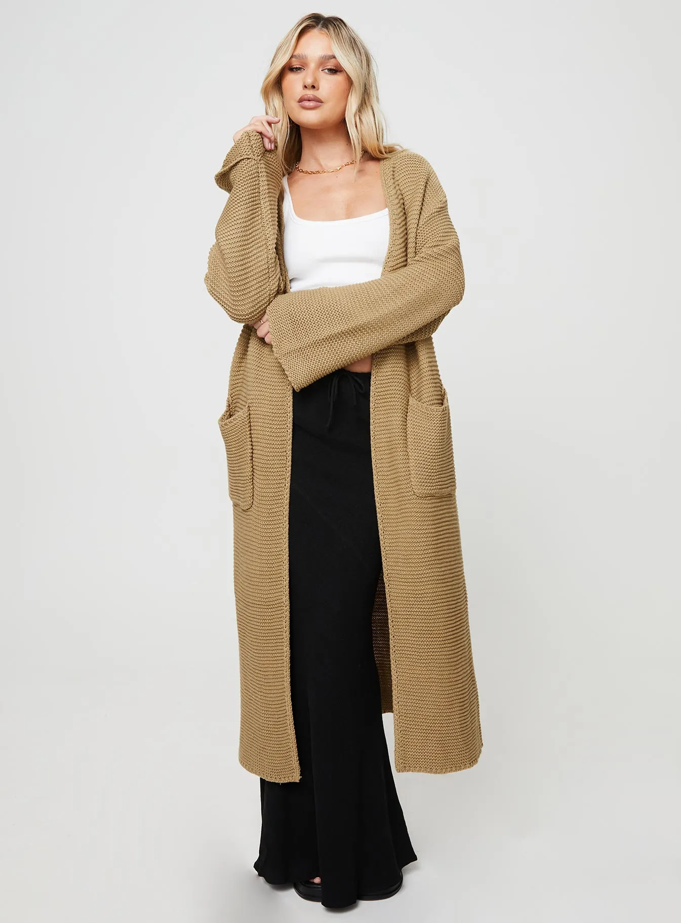 Finneas Longline Cardigan Beige