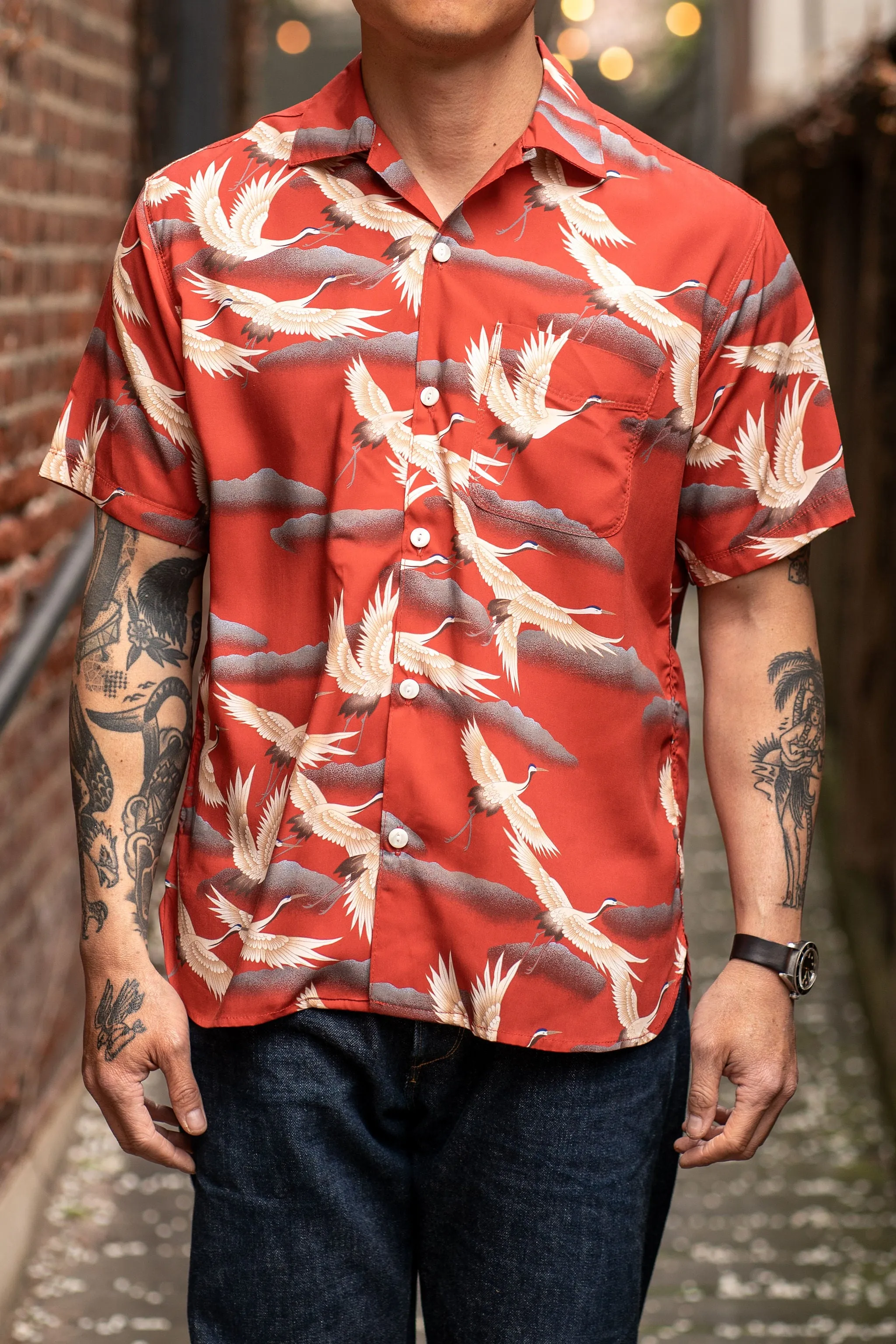 Freenote Cloth Hawaiian - Red Crane