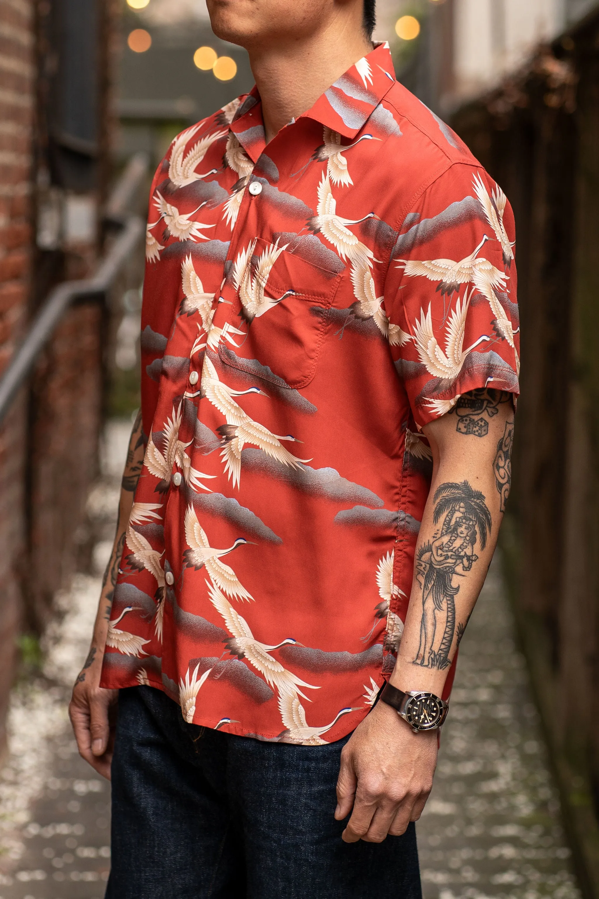 Freenote Cloth Hawaiian - Red Crane