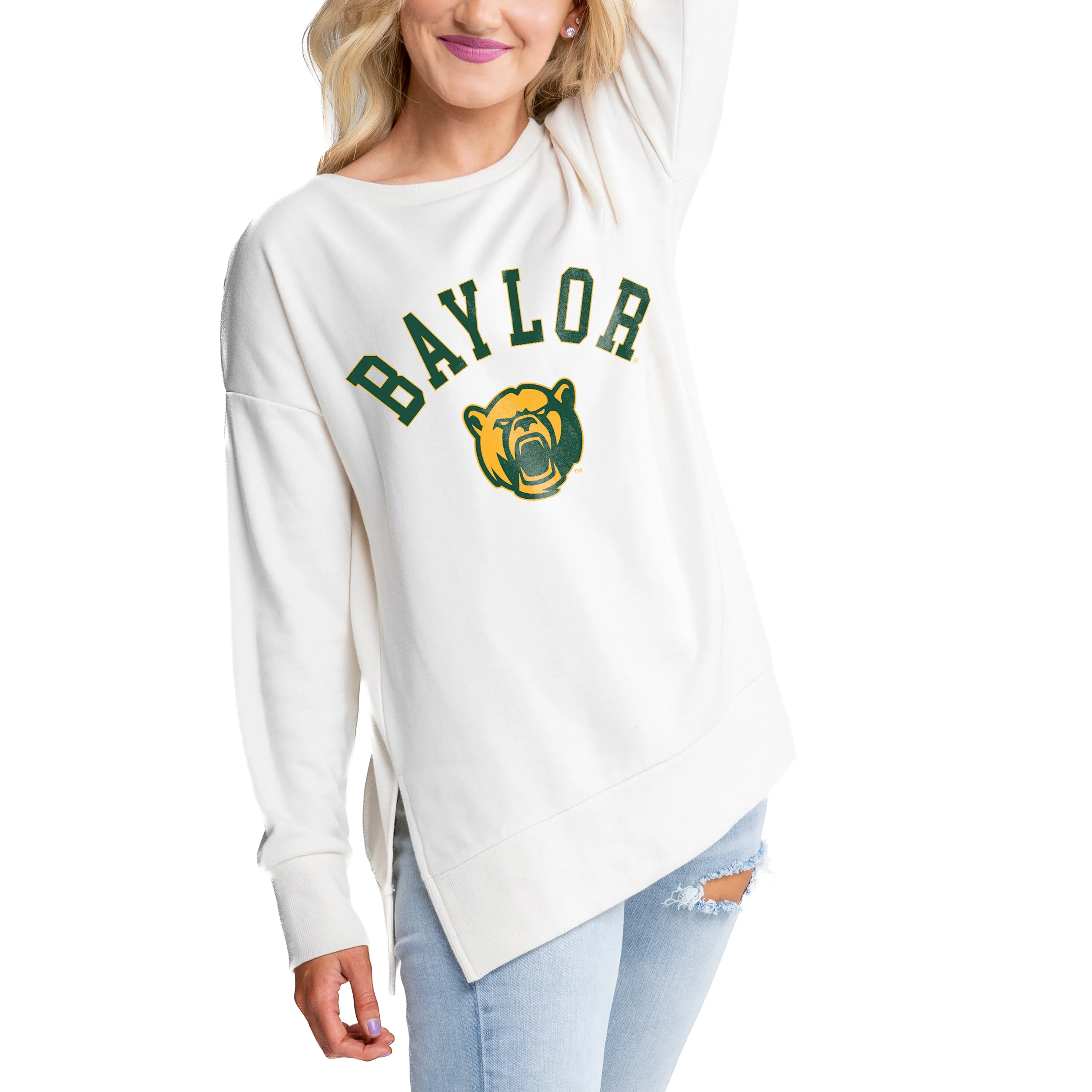 Gameday Couture Baylor Bears Women's Cream Side Split Pullover Top