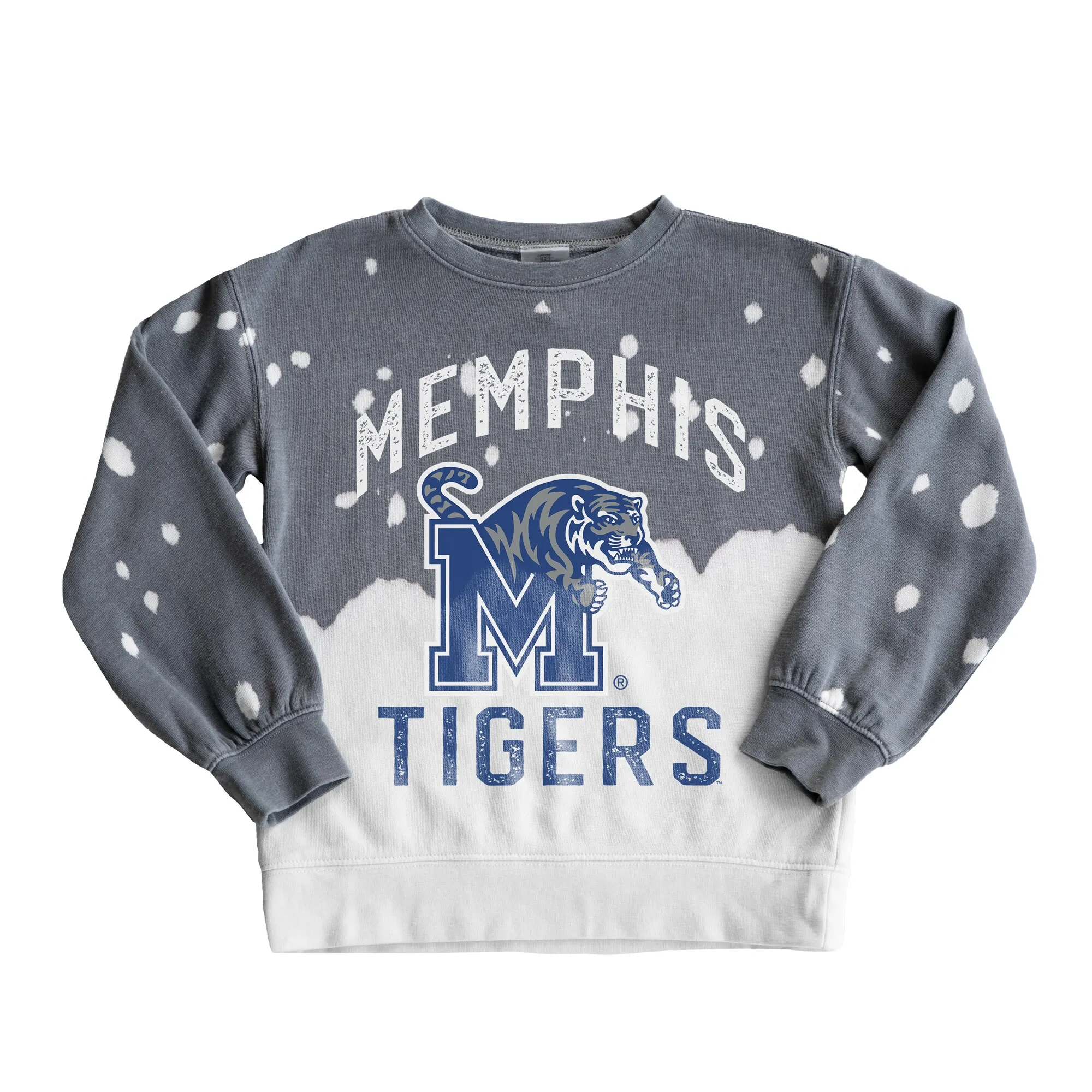 Gameday Couture Memphis Tigers Youth Gray Faded Crewneck Pullover Top