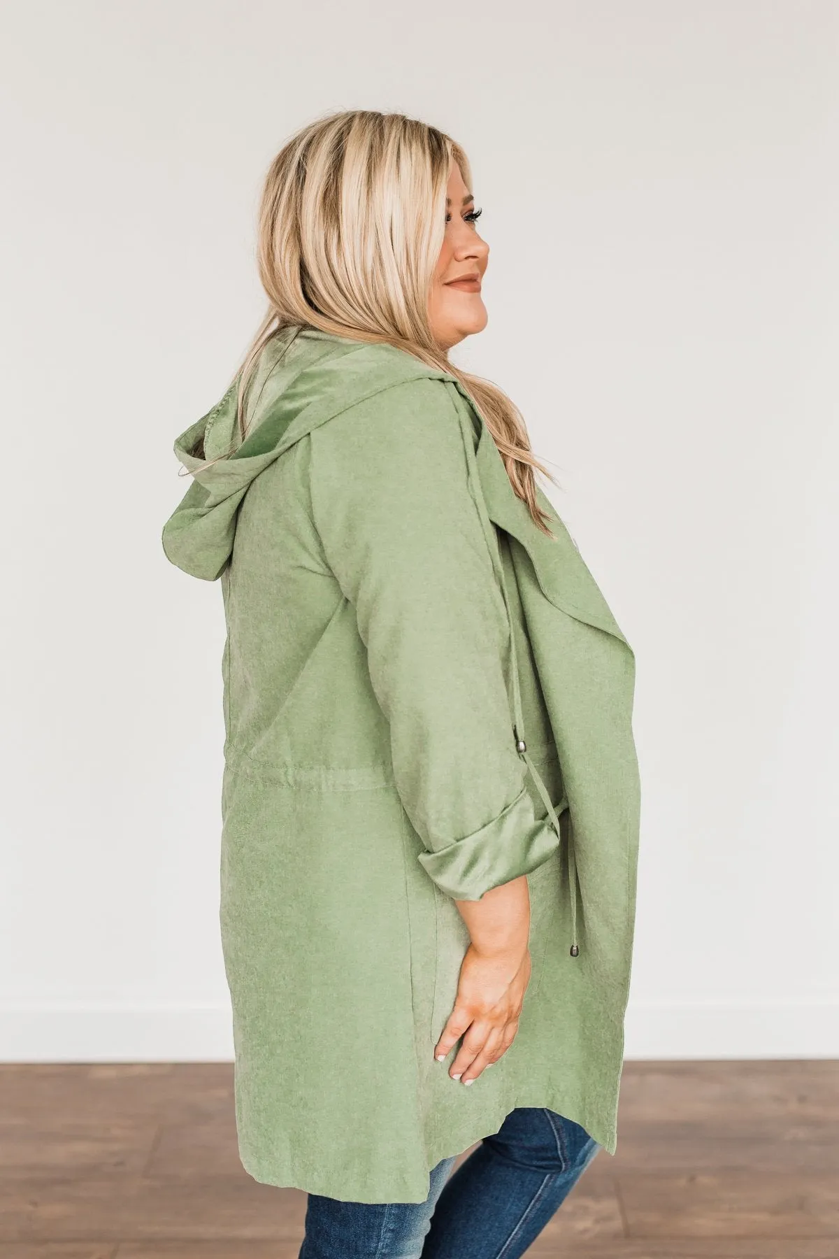 Go Getter Open Front Lightweight Jacket- Sage