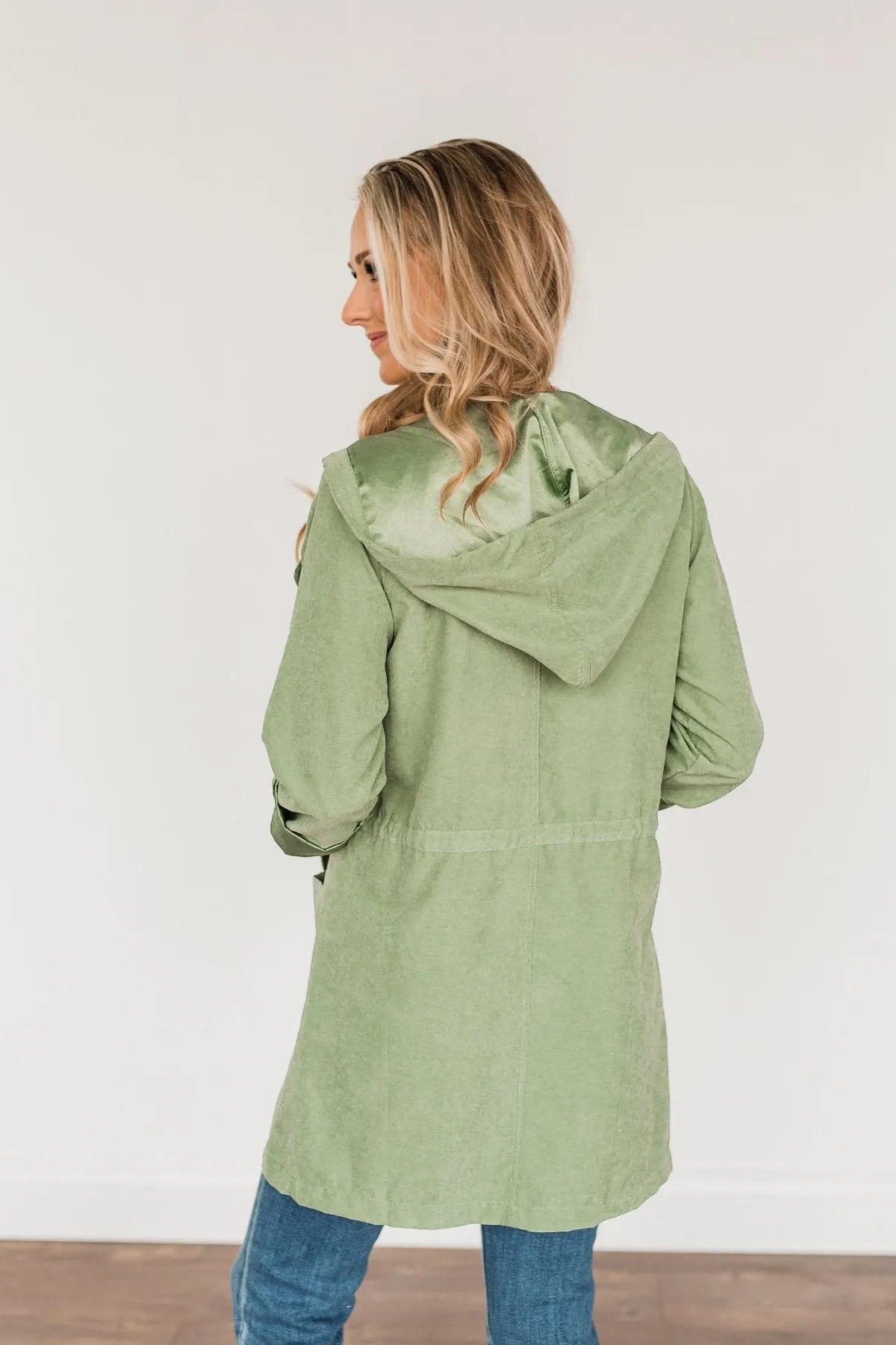 Go Getter Open Front Lightweight Jacket- Sage