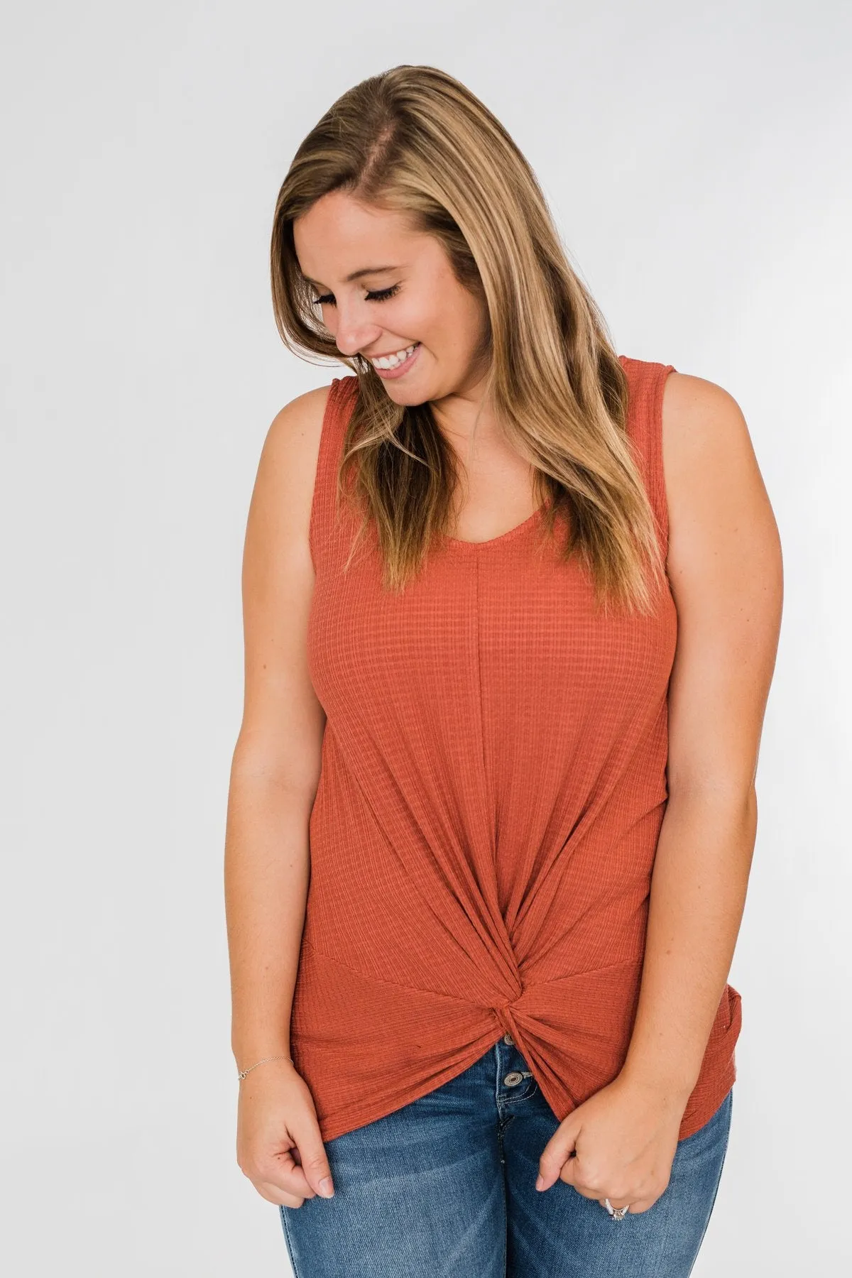 Good Together Twist Tank Top- Rust