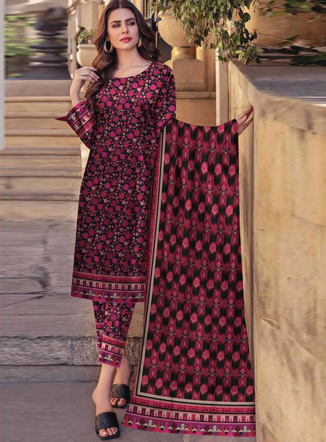 Gul-e-Gulzar By Noor Afroz Printed Linen Unstitched 3 Piece Suit - NA23PL AH-03