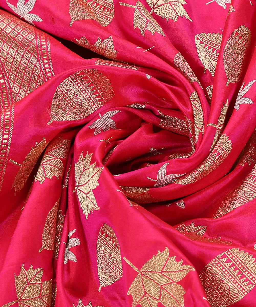 Handloom Hot Pink Sona Rupa Pure Katan Silk Banarasi Dupatta