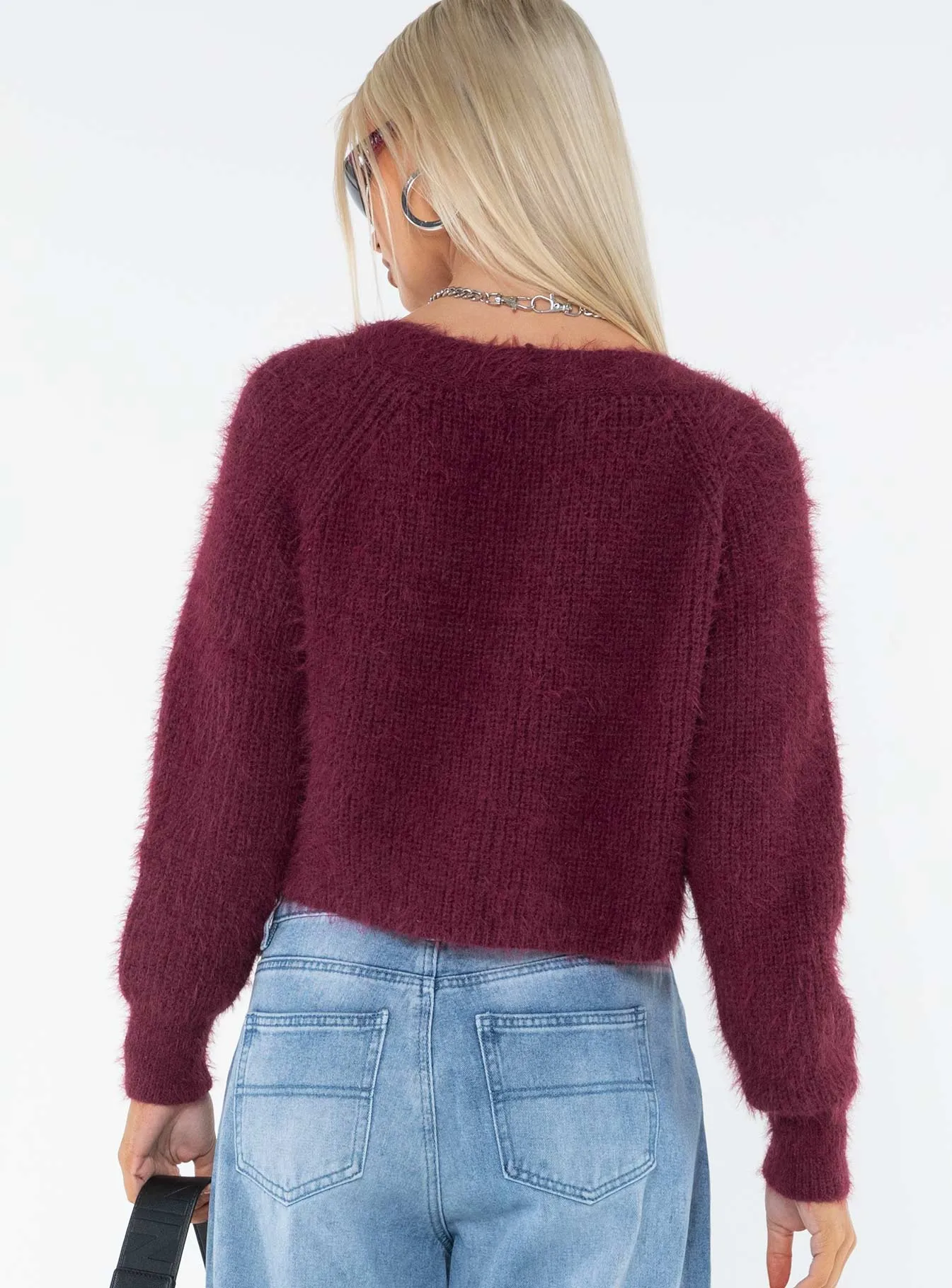 Hatton Cropped Cardigan Burgundy